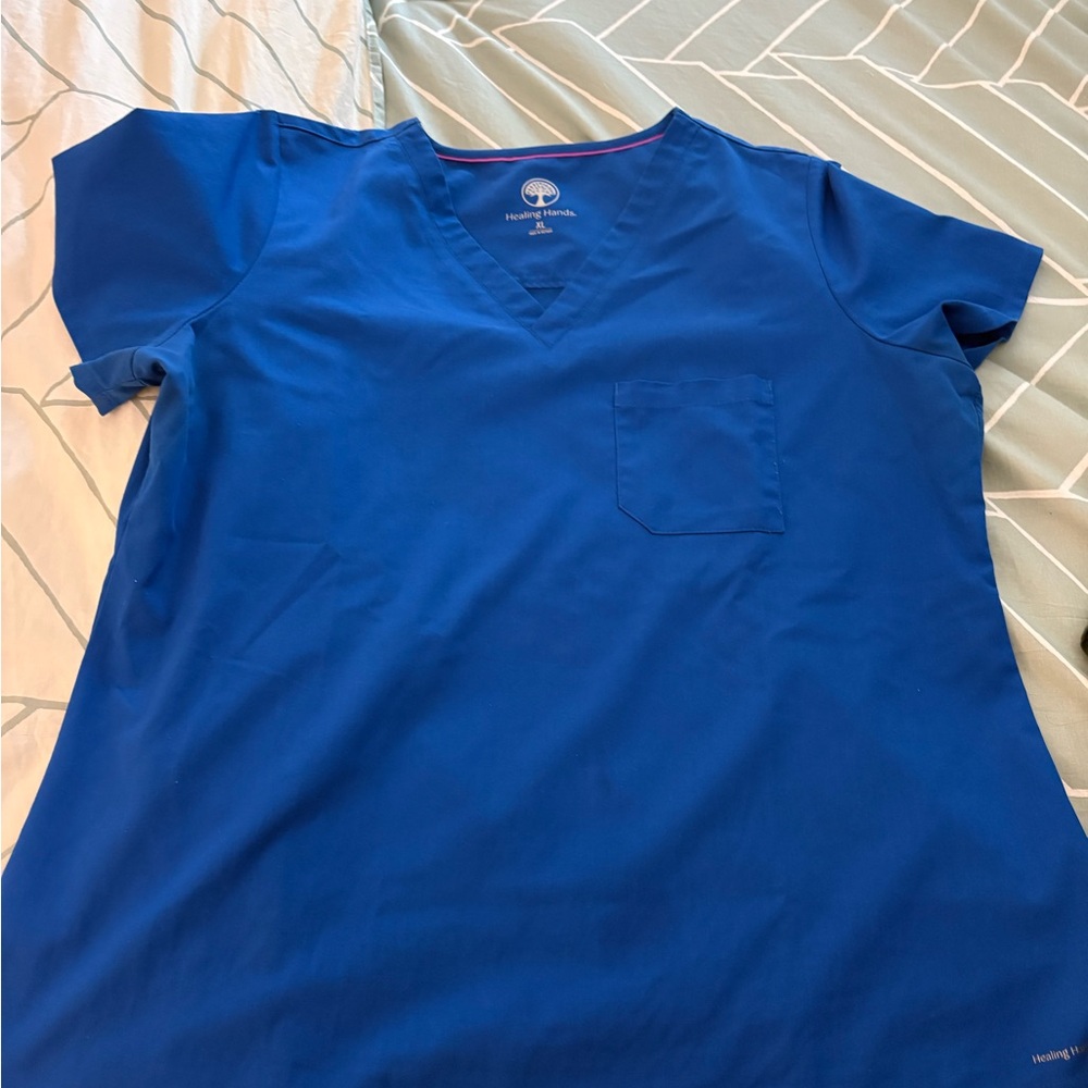 Healing Hands Royal Blue Scrub Top and jogger set
